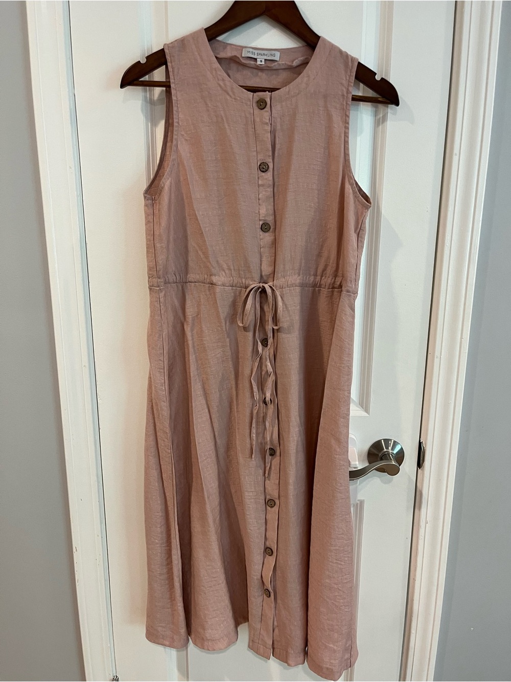 Sleeveless Button-Front Midi Dress in Dusty Rose